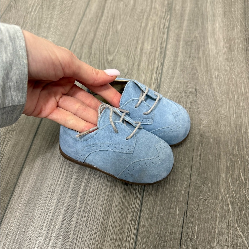 Blue Shoes with Soft Suede Texture and Flexible Sole
